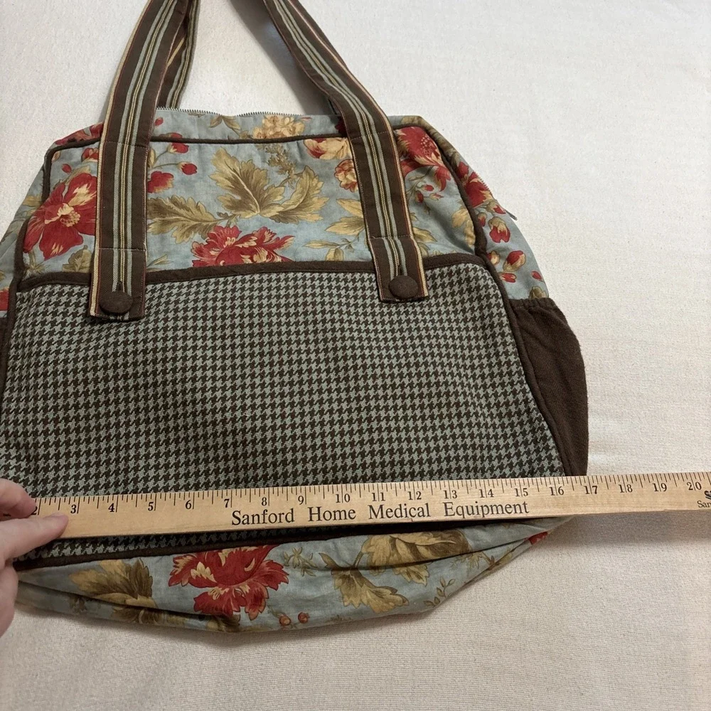 MODA HOME Cotton Floral‎ Fabric Tote Travel Bag Crafts Computer Plastic Storage